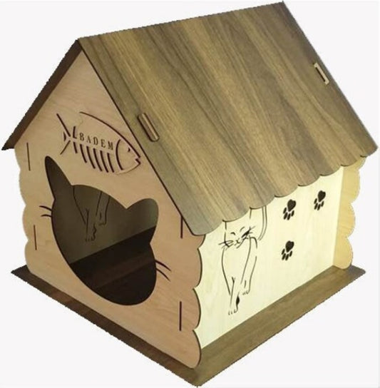 Maison pour chat en bois, maison de chat personnalisée.